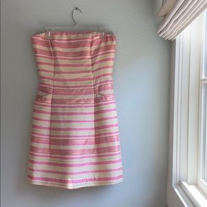 Lilly Pulitzer Strapless Dress in pink and gold
